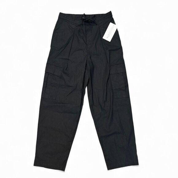 Athleta Paradise Straight Leg Cargo Pants Womens Small Black Linen Blend New - Picture 1 of 11